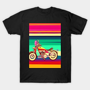 FUNKY RETRO STYLE MOTORCYCLE ON A BEACH T-Shirt